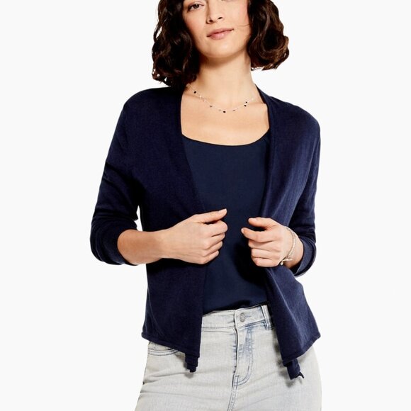 NIC+ZOE 4 Way Linen Blend Navy Blue Cardigan Size Large - Picture 9 of 9
